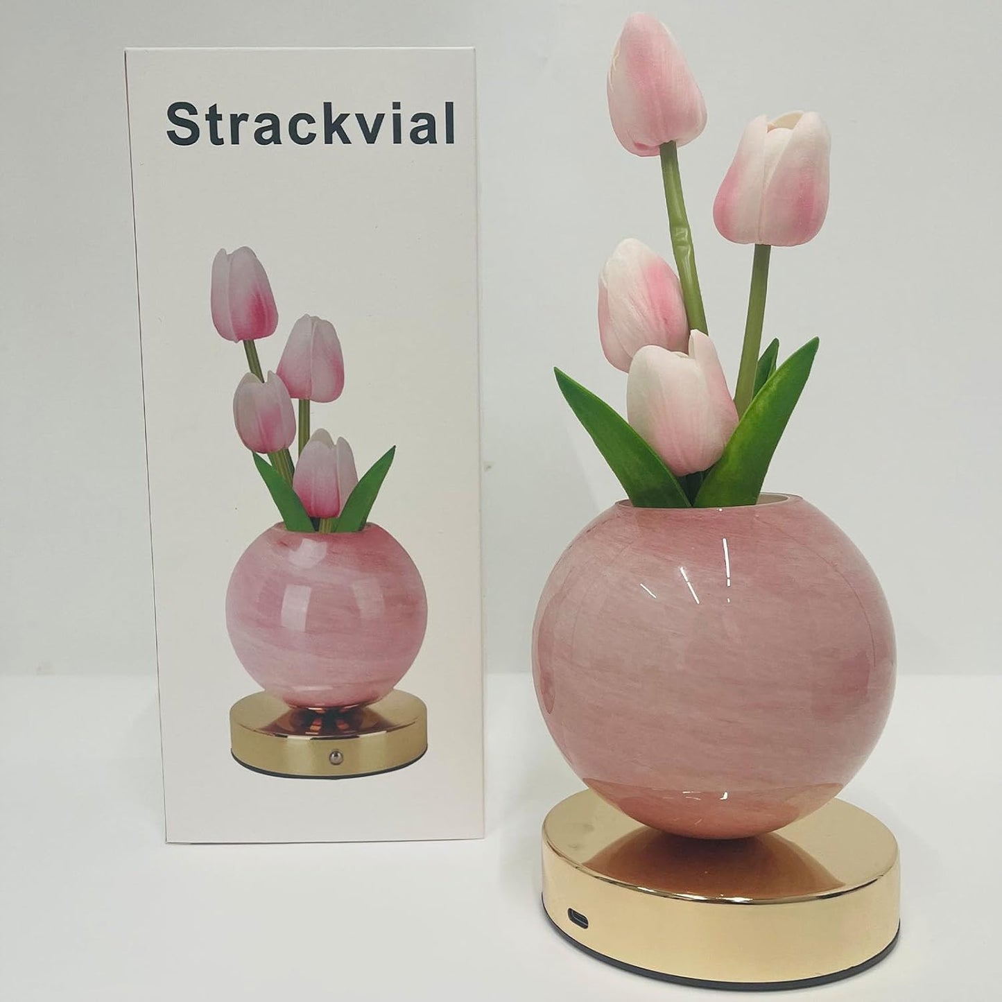 Rechargeable Pink Tulip Table Lamp - Cordless Touch Dimming LED Night Light for Girls, Women, and Moms - Perfect Romantic Gift