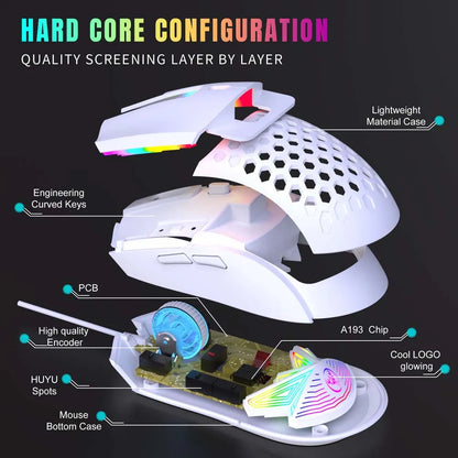 Cooling Mouse 6400DPI Gaming Mouse Rainbow Optical Effect Colorful Backlight USB Wired Mouse for PC Computer Laptop Hollow Mice