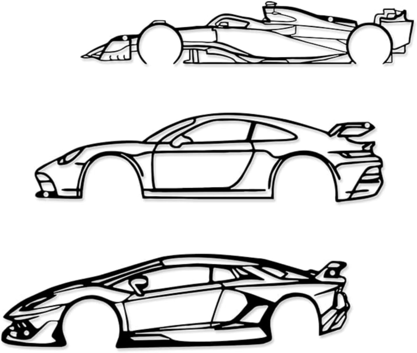 Stunning Metal Racing Car Wall Art Set of 3 - Perfect Decor for Garage, Bedroom, Man Cave & Gifts for Car Enthusiasts (15.7")