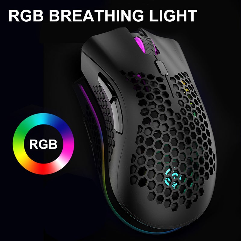 Experience Ultimate Precision with the 2.4G Wireless RGB Backlit Gaming Mouse - Rechargeable, 1600 DPI, Perfect for Laptops and Desktops!