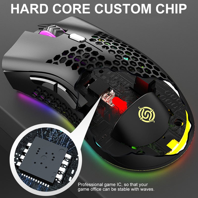 Experience Ultimate Precision with the 2.4G Wireless RGB Backlit Gaming Mouse - Rechargeable, 1600 DPI, Perfect for Laptops and Desktops!