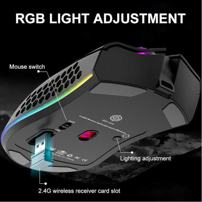 Experience Ultimate Precision with the 2.4G Wireless RGB Backlit Gaming Mouse - Rechargeable, 1600 DPI, Perfect for Laptops and Desktops!