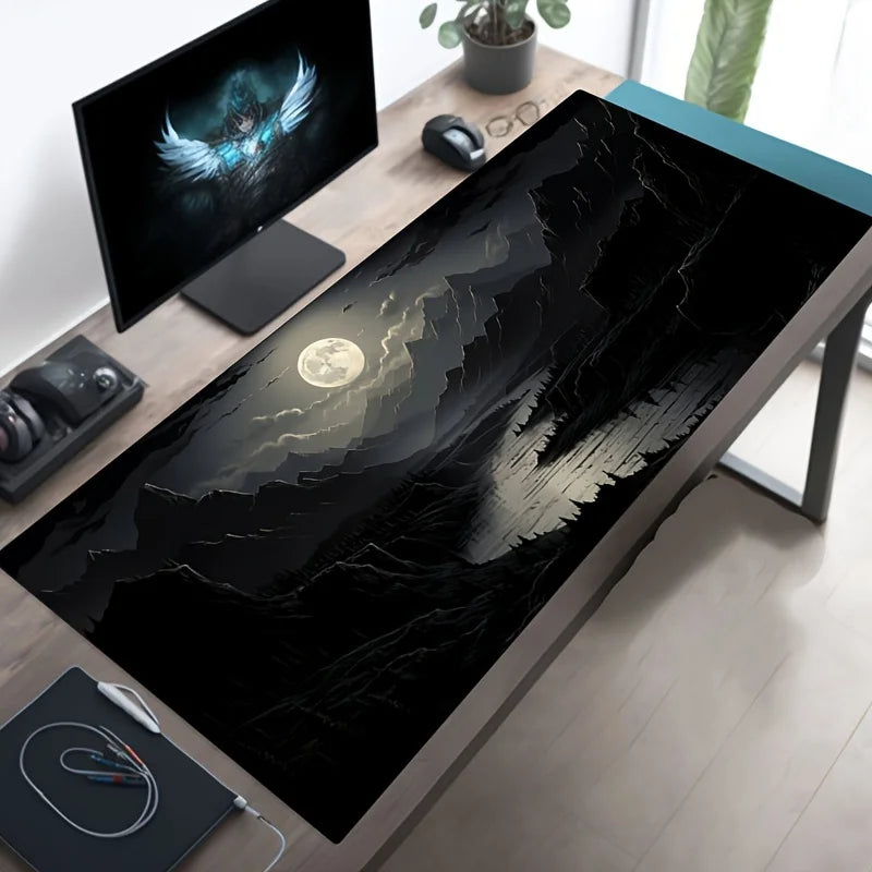 Night Moonlight Large Non-Slip Gaming Mouse Pad - Perfect for Esports & Office Use!