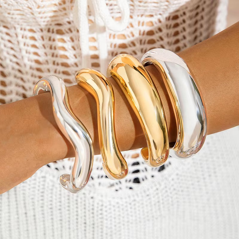 Fashion Exaggerated Irregular Bracelets for Women Simple Hip Hop Rock Personality Plastic Cuff Bangle Trendy Jewelry