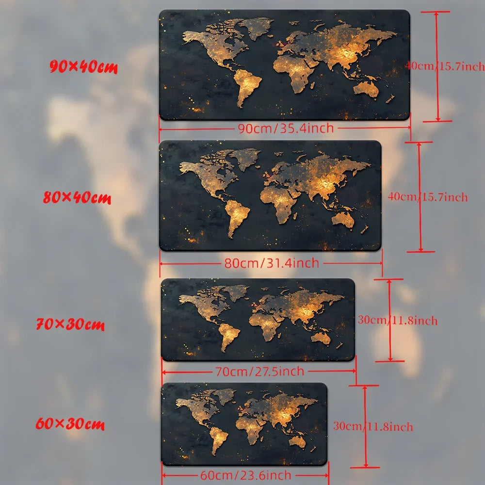 Extra Large World Map Gaming Mouse Pad - Non-Slip Rubber Desk Mat for PC & Laptop - Perfect Gamer Desk Accessory