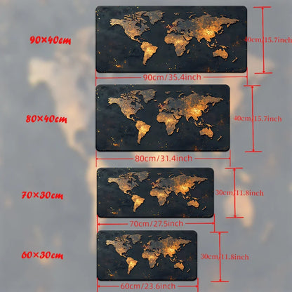Extra Large World Map Gaming Mouse Pad - Non-Slip Rubber Desk Mat for PC & Laptop - Perfect Gamer Desk Accessory
