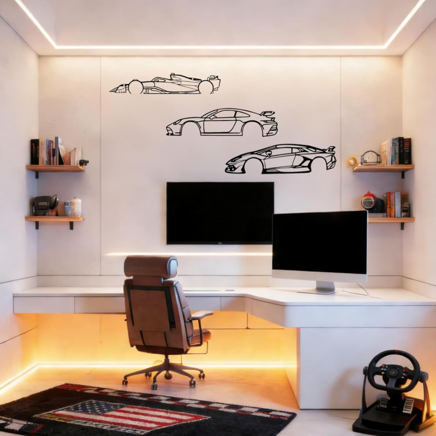 Stunning Metal Racing Car Wall Art Set of 3 - Perfect Decor for Garage, Bedroom, Man Cave & Gifts for Car Enthusiasts (15.7")