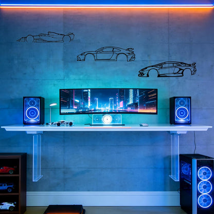 Stunning Metal Racing Car Wall Art Set of 3 - Perfect Decor for Garage, Bedroom, Man Cave & Gifts for Car Enthusiasts (15.7")