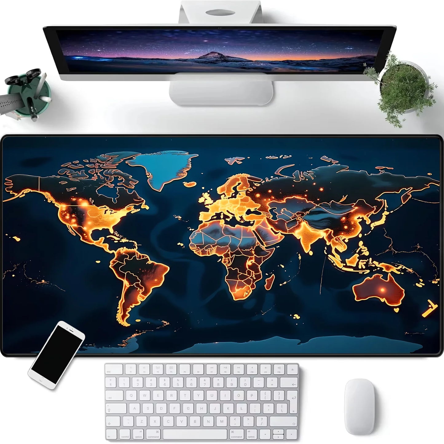 Extra Large World Map Gaming Mouse Pad - Non-Slip Rubber Desk Mat for PC & Laptop - Perfect Gamer Desk Accessory