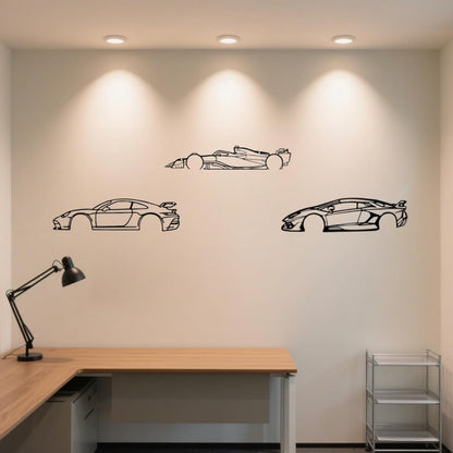 Stunning Metal Racing Car Wall Art Set of 3 - Perfect Decor for Garage, Bedroom, Man Cave & Gifts for Car Enthusiasts (15.7")