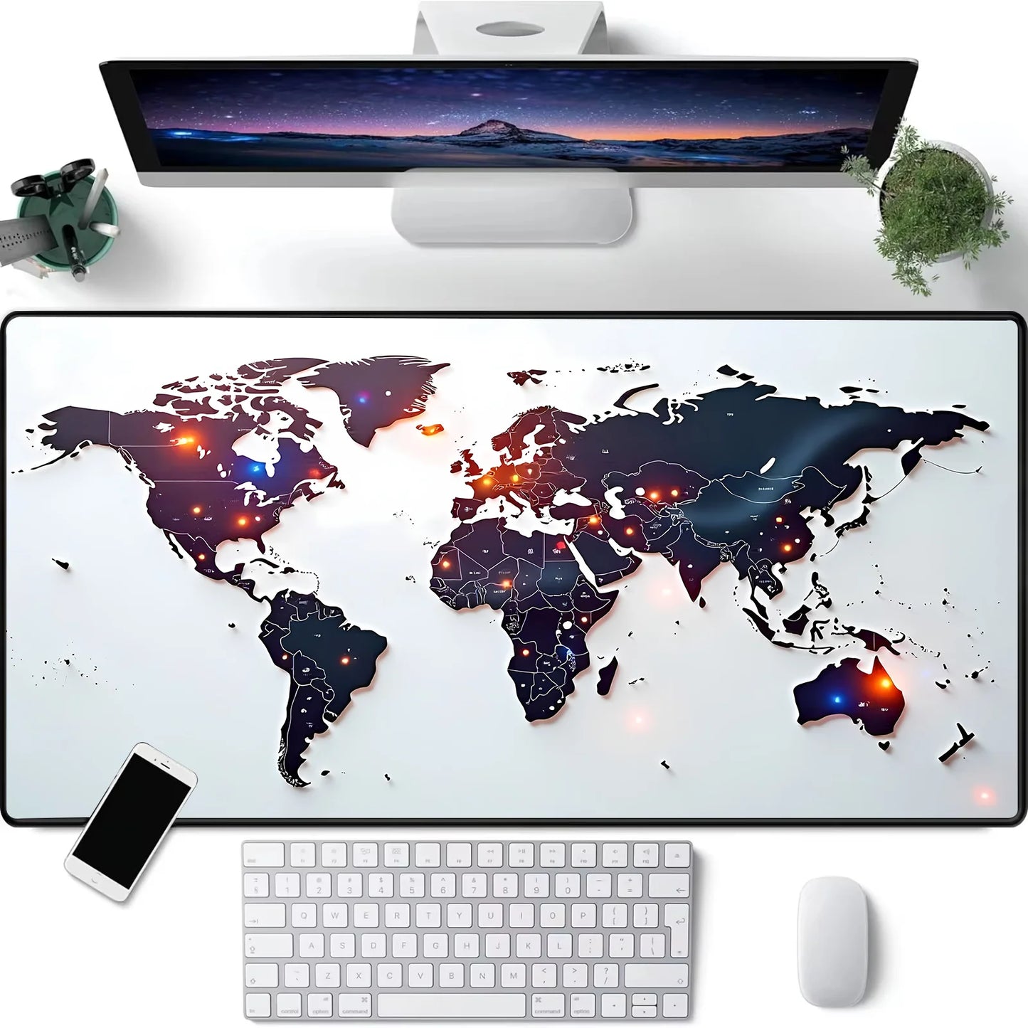 Extra Large World Map Gaming Mouse Pad - Non-Slip Rubber Desk Mat for PC & Laptop - Perfect Gamer Desk Accessory