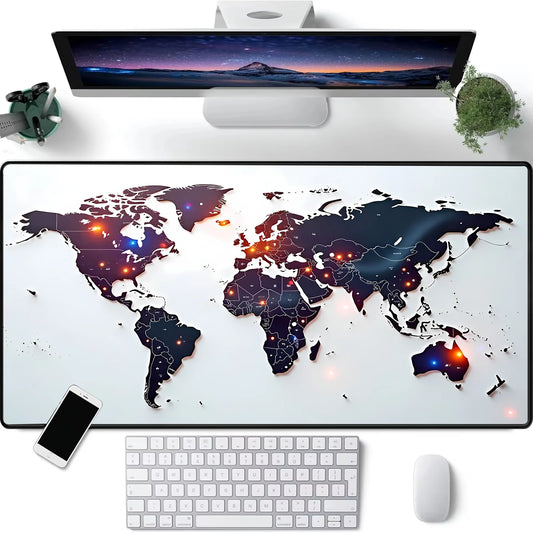 Extra Large World Map Gaming Mouse Pad - Non-Slip Rubber Desk Mat for PC & Laptop - Perfect Gamer Desk Accessory