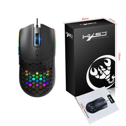 Cooling Mouse 6400DPI Gaming Mouse Rainbow Optical Effect Colorful Backlight USB Wired Mouse for PC Computer Laptop Hollow Mice
