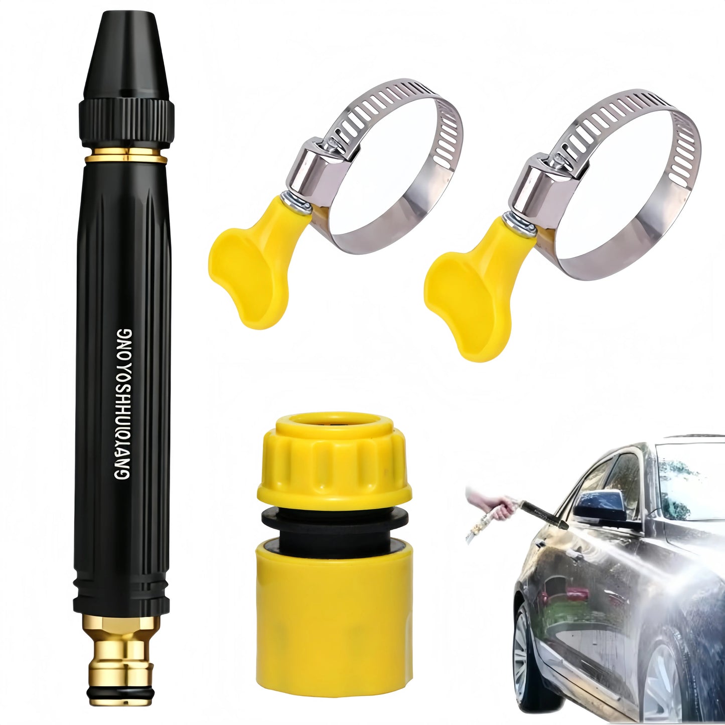 Home-Use High-Pressure Car Wash Gun—Featuring an Adjustable Nozzle, a Booster Nozzle, and a Hose, This Is an Essential Tool for Watering Plants and Vegetables and Cleaning the Yard. It Is Easy to Install and Durable.