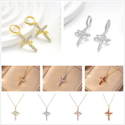 Elevate Your Style with the Rotatable Crown Rhinestone Cross Choker Necklace - Perfect Minimalist Christian Jewelry for Women