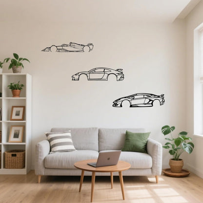 Stunning Metal Racing Car Wall Art Set of 3 - Perfect Decor for Garage, Bedroom, Man Cave & Gifts for Car Enthusiasts (15.7")