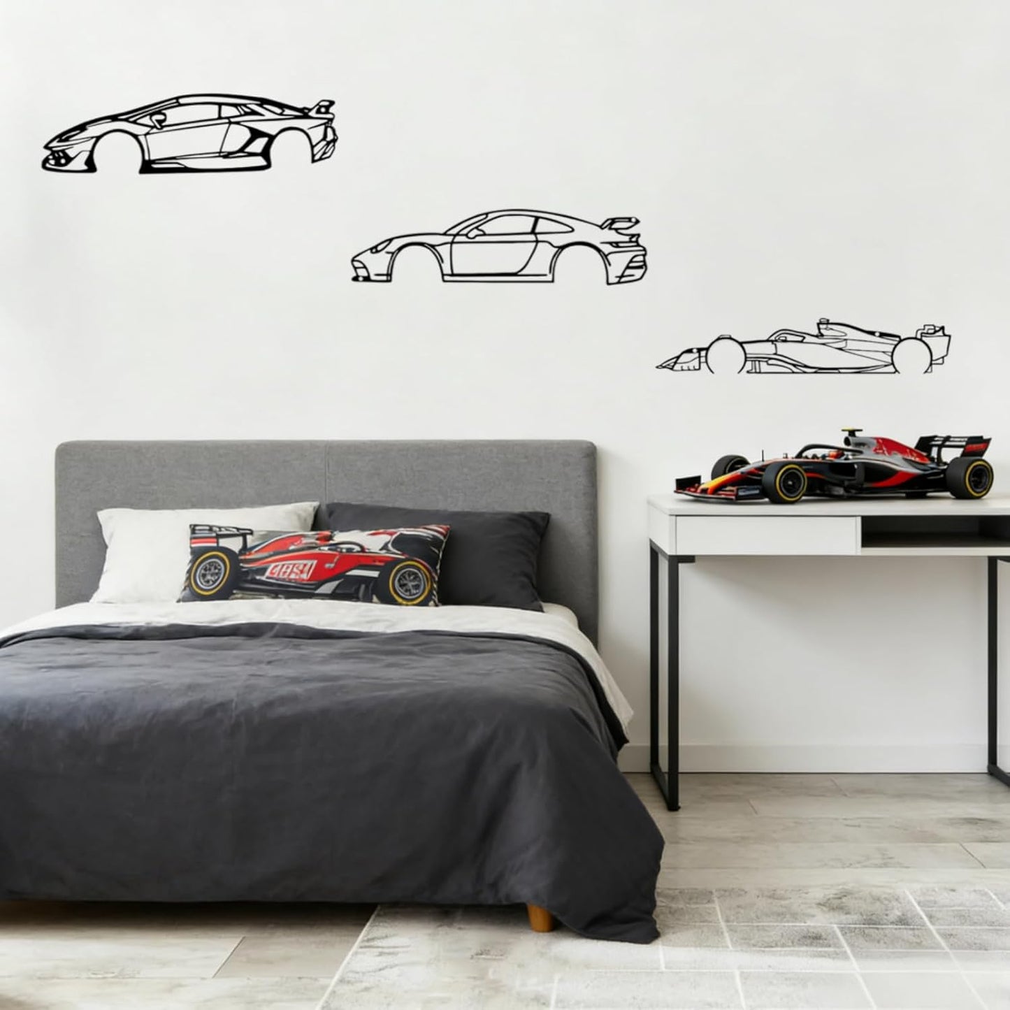 Stunning Metal Racing Car Wall Art Set of 3 - Perfect Decor for Garage, Bedroom, Man Cave & Gifts for Car Enthusiasts (15.7")