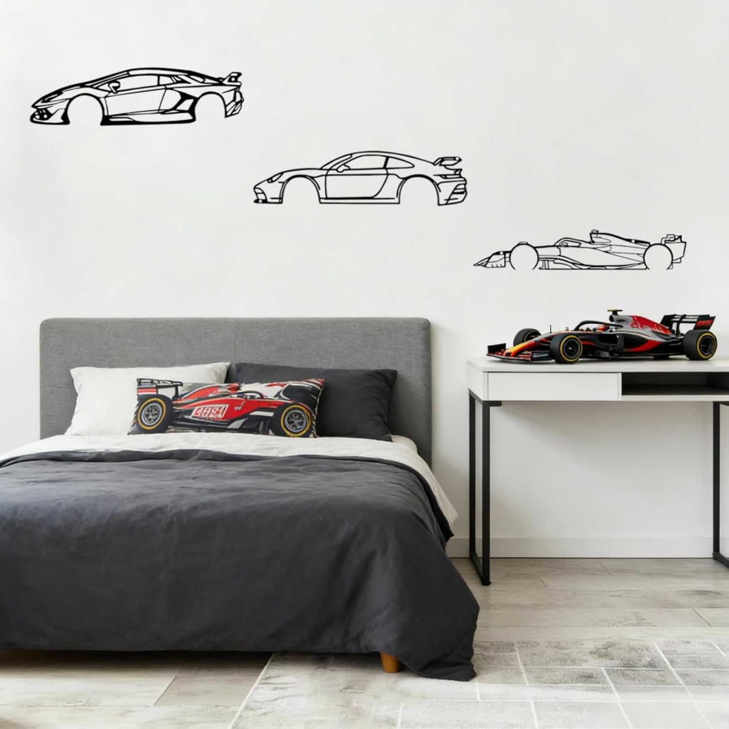 Stunning Metal Racing Car Wall Art Set of 3 - Perfect Decor for Garage, Bedroom, Man Cave & Gifts for Car Enthusiasts (15.7")