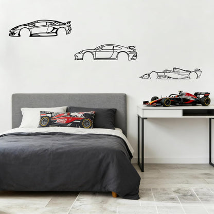Stunning Metal Racing Car Wall Art Set of 3 - Perfect Decor for Garage, Bedroom, Man Cave & Gifts for Car Enthusiasts (15.7")