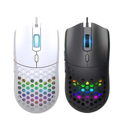 Cooling Mouse 6400DPI Gaming Mouse Rainbow Optical Effect Colorful Backlight USB Wired Mouse for PC Computer Laptop Hollow Mice