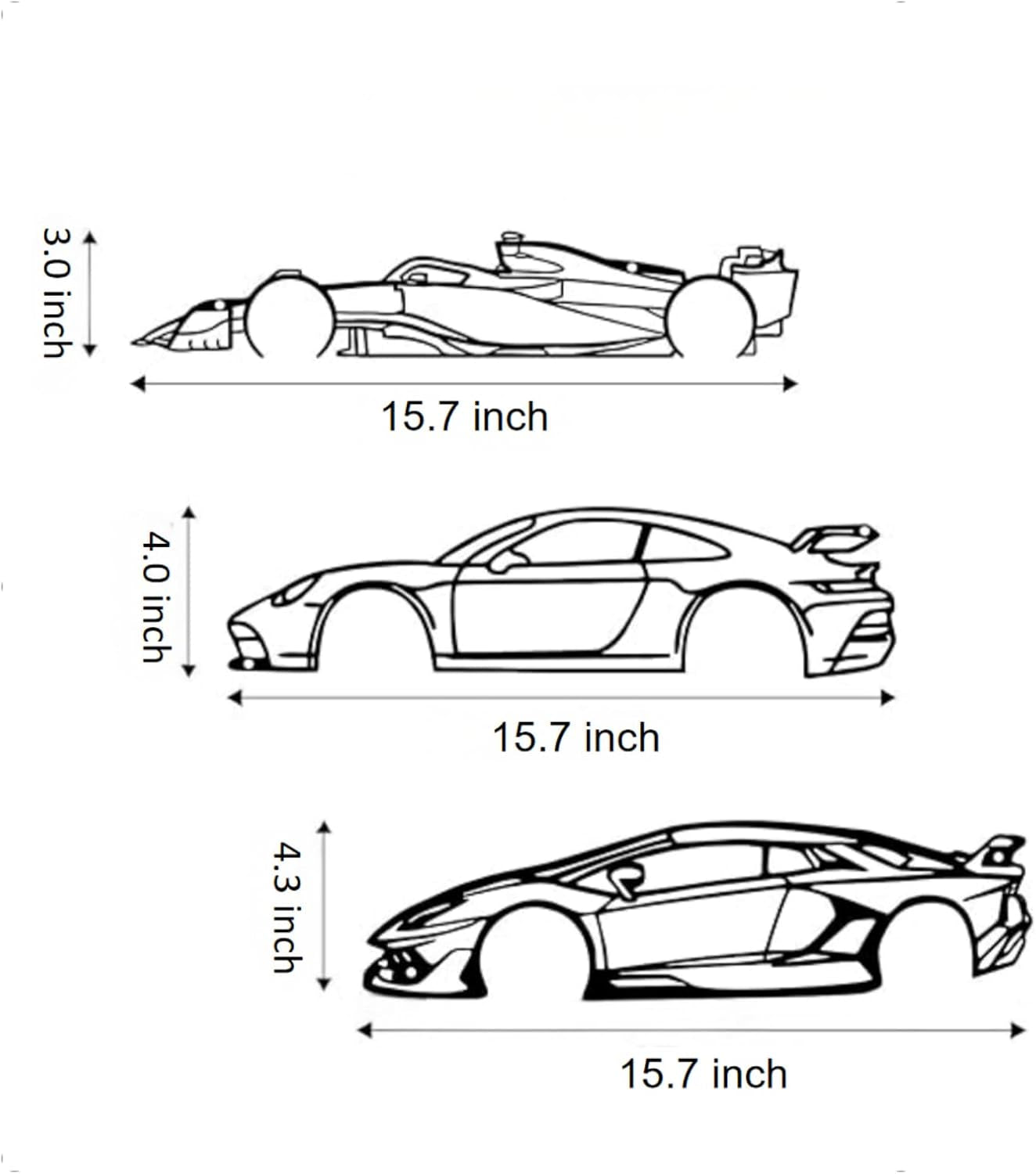 Stunning Metal Racing Car Wall Art Set of 3 - Perfect Decor for Garage, Bedroom, Man Cave & Gifts for Car Enthusiasts (15.7")