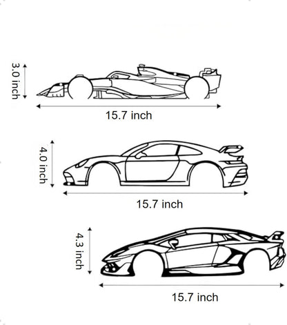 Stunning Metal Racing Car Wall Art Set of 3 - Perfect Decor for Garage, Bedroom, Man Cave & Gifts for Car Enthusiasts (15.7")
