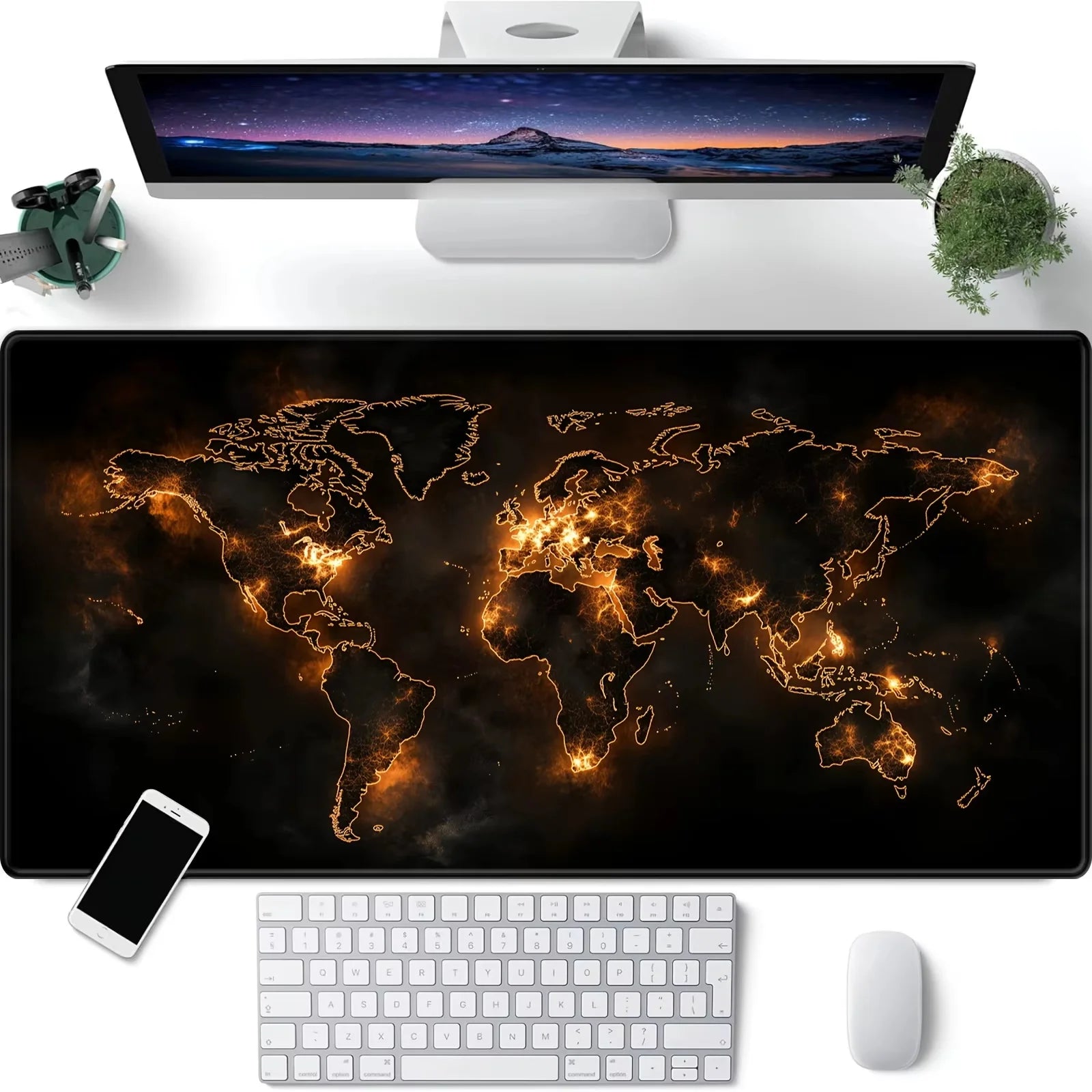 Extra Large World Map Gaming Mouse Pad - Non-Slip Rubber Desk Mat for PC & Laptop - Perfect Gamer Desk Accessory